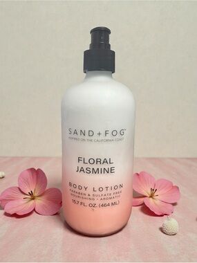 Sand + Fog Floral Jasmine Pump Bottle Body Lotion 15.7 fl oz New In Glass Jar